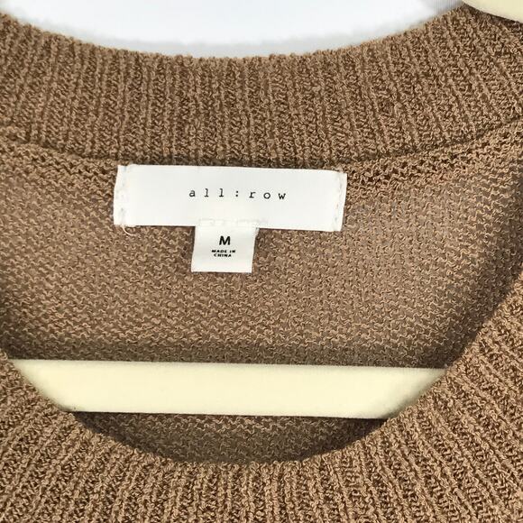 All Row Dress Womens Medium Brown Sweater Maxi Knit Coverup Preppy High Slit - Picture 8 of 9